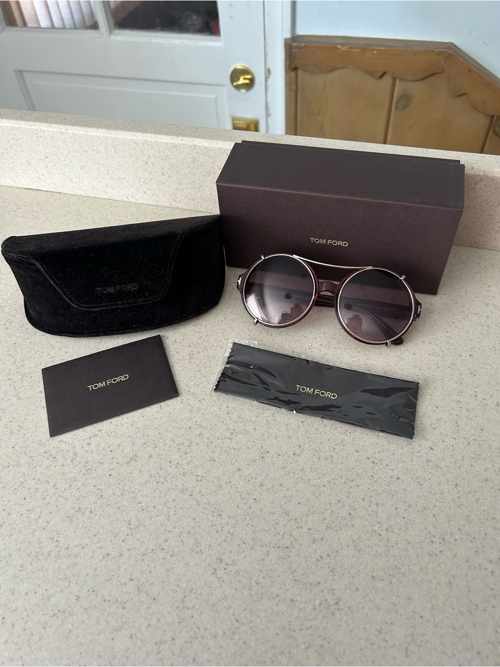 Tom Ford Round Women's Sunglasses in Brown and Gold Tones